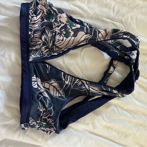 Maaji Striped Bikini Top with navy blue and pink Accents